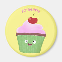 Cute happy cupcake cartoon illustration