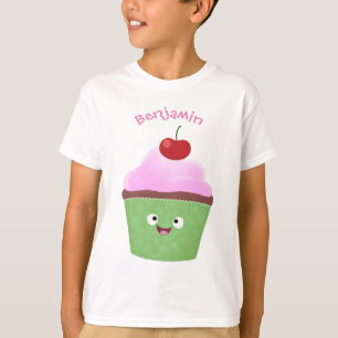 Cute happy cupcake cartoon illustration T-Shirt