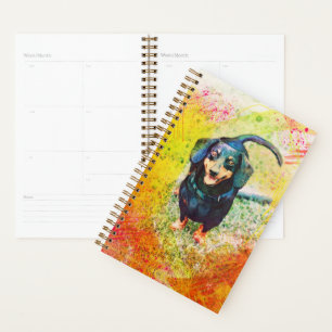 Cute Happy Dachshund Dog Head Face Planner