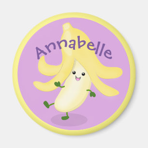 Cute happy dancing banana cartoon illustration magnet