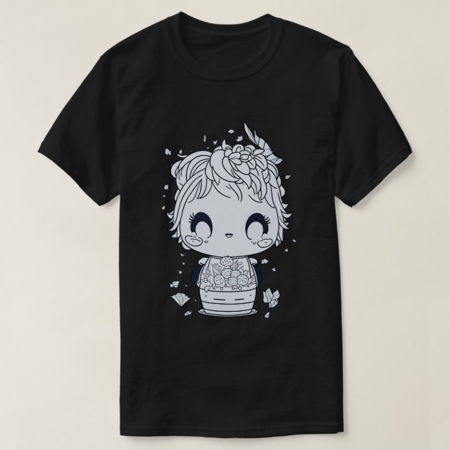 cute happy dear kawaiistyle colouring page T-Shirt (Design Front)