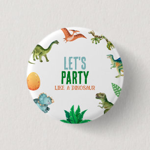 Cute Happy Dinosaur Birthday Party Gift 1 Inch Round Button