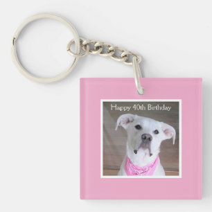 Cute Happy Dog With Soulful Eyes 40th Birthday Keychain