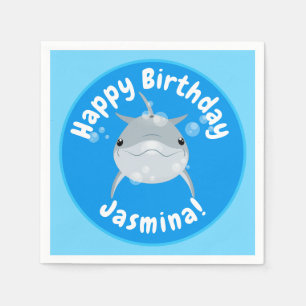 Cute happy dolphin bubbles cartoon illustration napkin