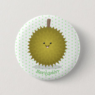 Cute happy durian cartoon illustration 2 inch round button