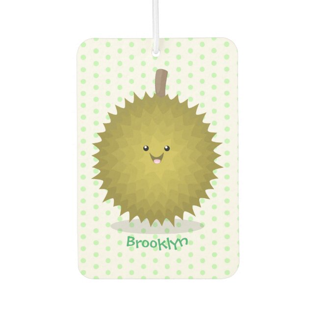 Cute happy durian cartoon illustration air freshener (Front)
