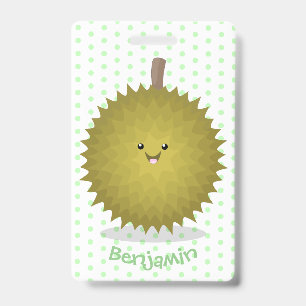 Cute happy durian cartoon illustration badge