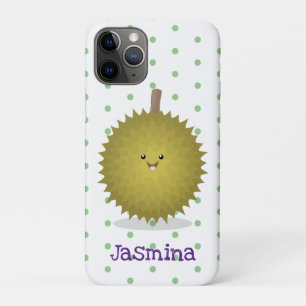 Cute happy durian cartoon illustration iPhone 11 pro case