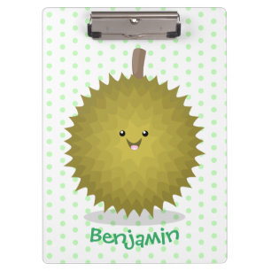 Cute happy durian cartoon illustration clipboard