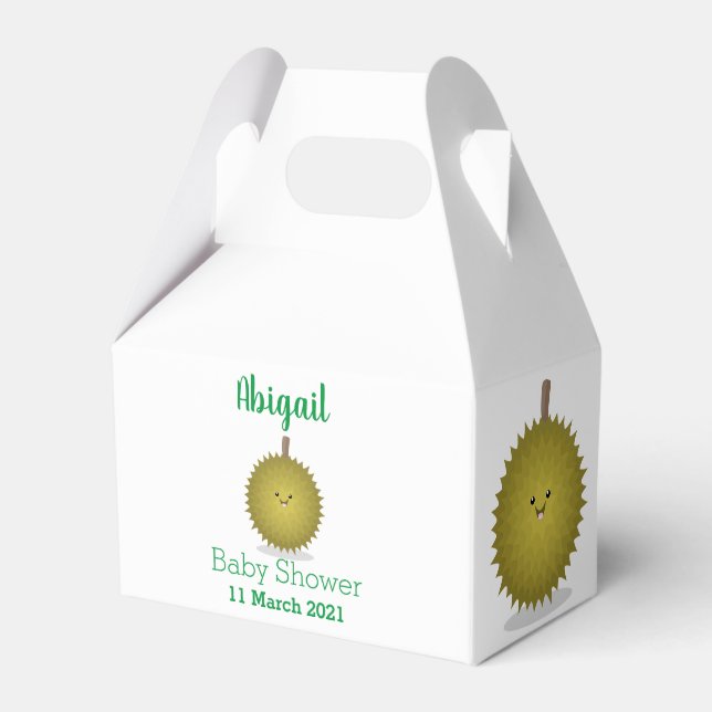 Cute happy durian cartoon illustration  favor box (Front Side)