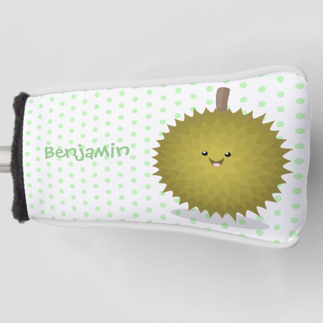 Cute happy durian cartoon illustration golf head cover (Front)
