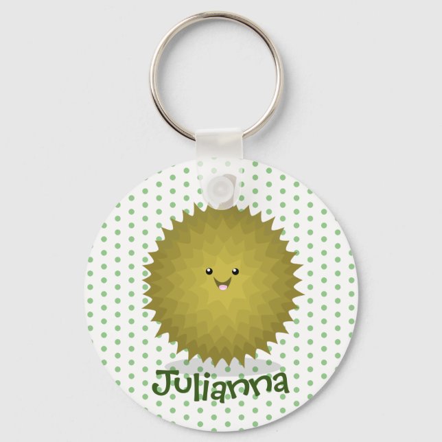 Cute happy durian cartoon illustration keychain (Front)