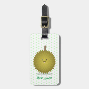 Cute happy durian cartoon illustration luggage tag