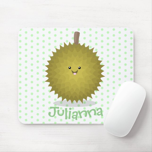 Cute happy durian cartoon illustration mouse pad (With Mouse)