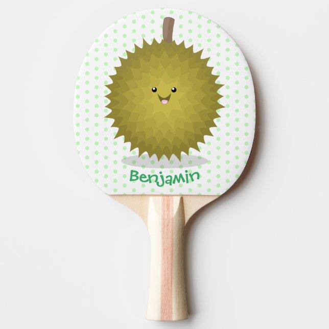 Cute happy durian cartoon illustration  ping pong paddle (Front)