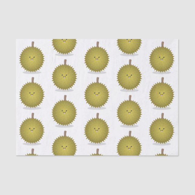 Cute happy durian cartoon illustration tissue paper (Front)
