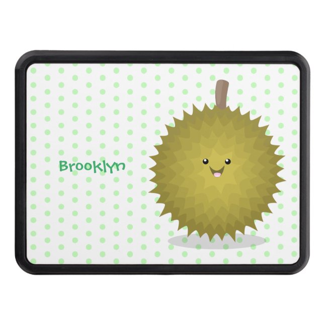 Cute happy durian cartoon illustration trailer hitch cover (Front)