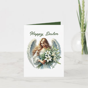 Cute Happy Easter Angel add message inside Holiday Card