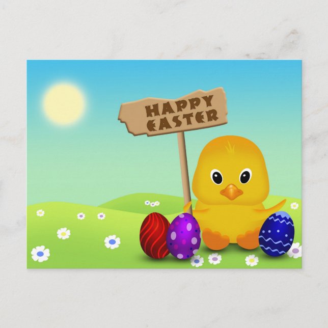 Cute Happy Easter Baby Chick Holiday Postcard (Front)