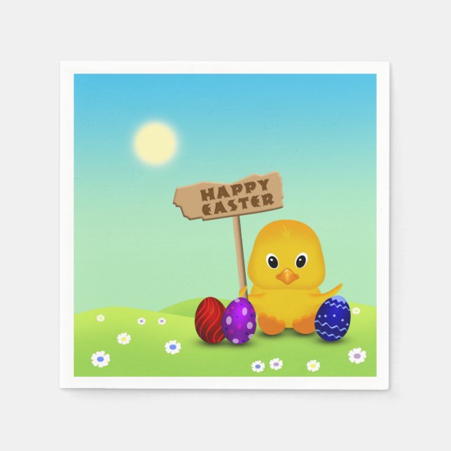 Cute Happy Easter Baby Chick Napkin (Front)