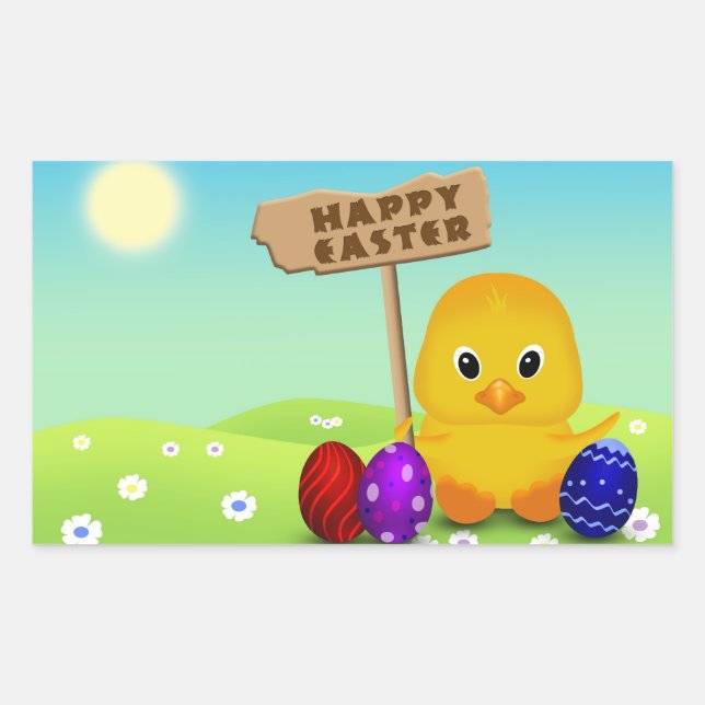 Cute Happy Easter Baby Chick Sticker (Front)