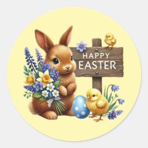 Cute Happy Easter bunny Classic Round Sticker