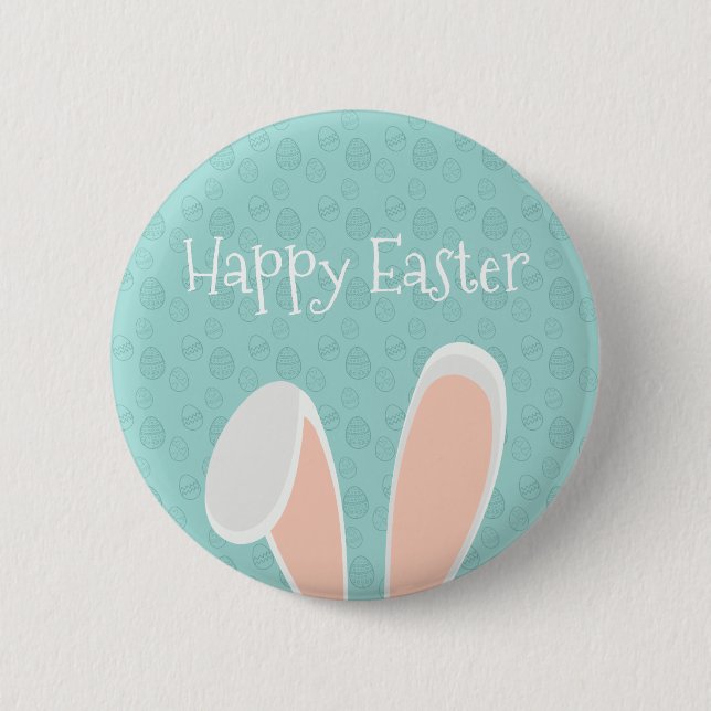Cute Happy Easter Bunny Ears | Pin Button (Front)