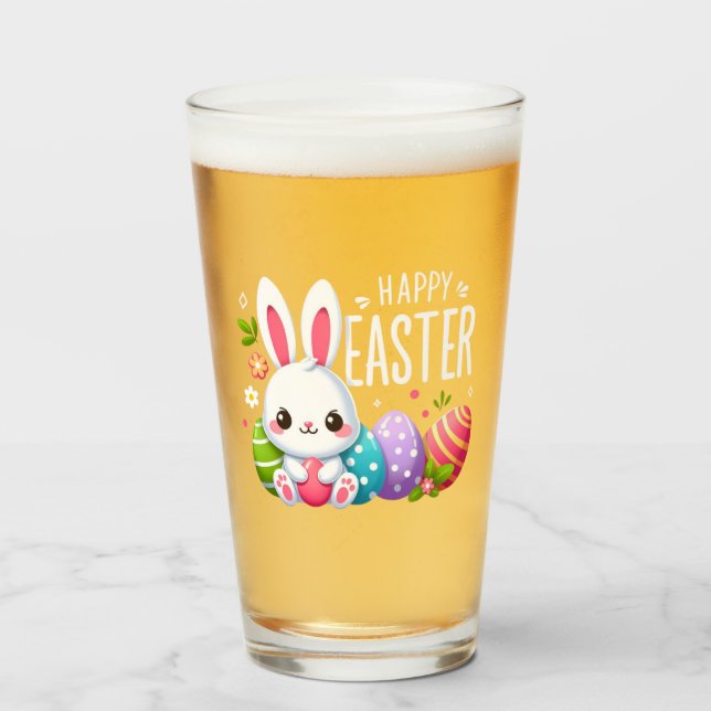 Cute, happy Easter bunny Glass (Front Filled)