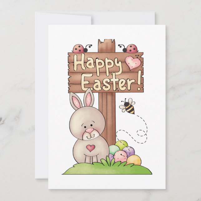 Cute Happy Easter bunny Holiday card (Front)