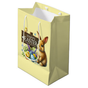 Cute Happy Easter bunny  Medium Gift Bag