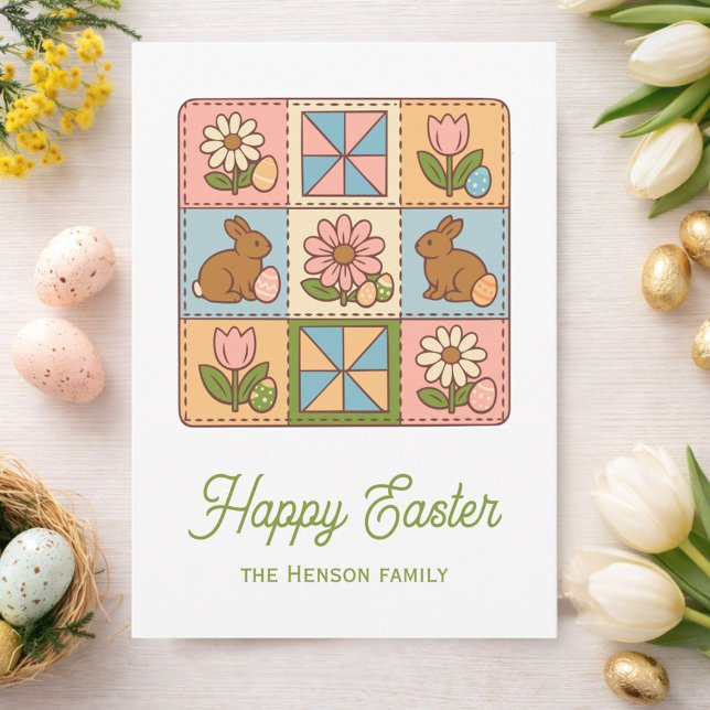 Cute Happy Easter Bunny Quilt Pattern  Card (Creator Uploaded)