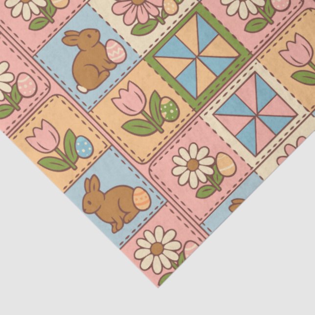Cute Happy Easter Bunny Quilt Pattern  Tissue Paper (Detail)