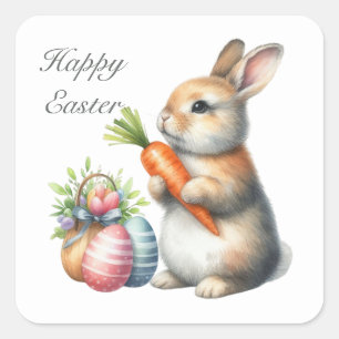Cute Happy Easter bunny  Square Sticker