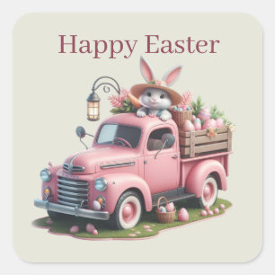 Cute Happy Easter bunny  Square Sticker