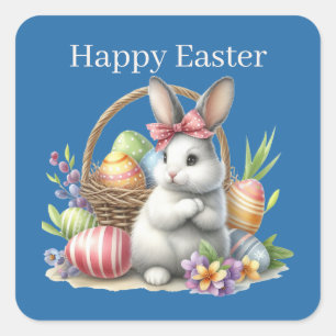 Cute Happy Easter bunny  Square Sticker