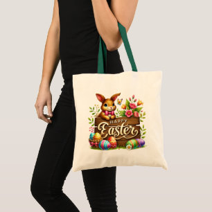 Cute Happy Easter bunny  Tote Bag