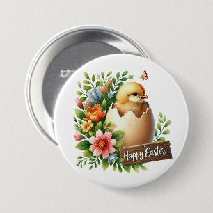 Cute Happy Easter chick 3 Inch Round Button
