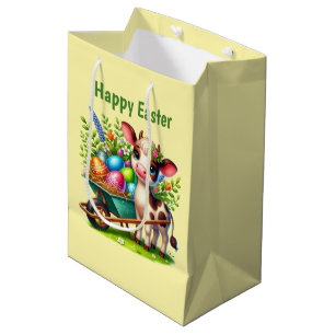 Cute Happy Easter cow customizable Medium Gift Bag
