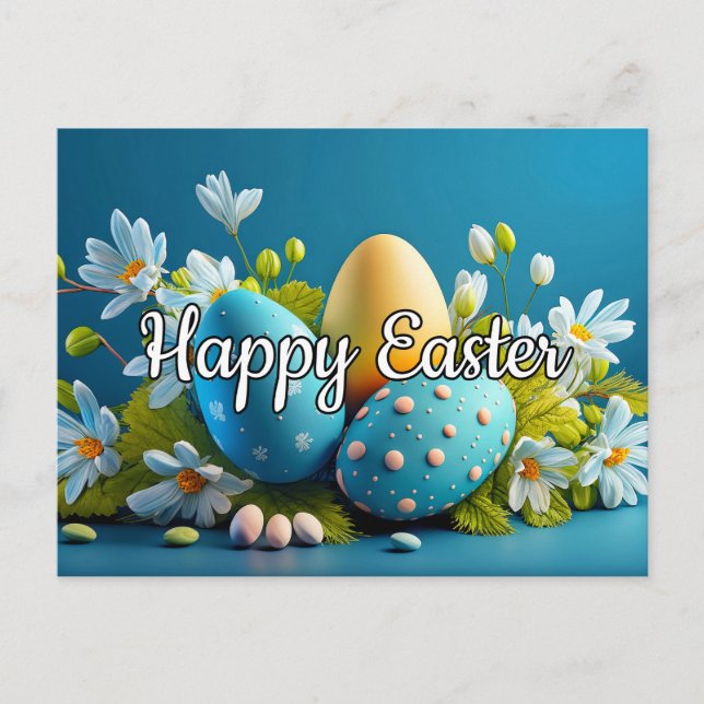 Cute Happy Easter Decoration Eggs Postcard (Front)