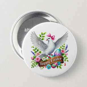Cute Happy Easter dove 3 Inch Round Button