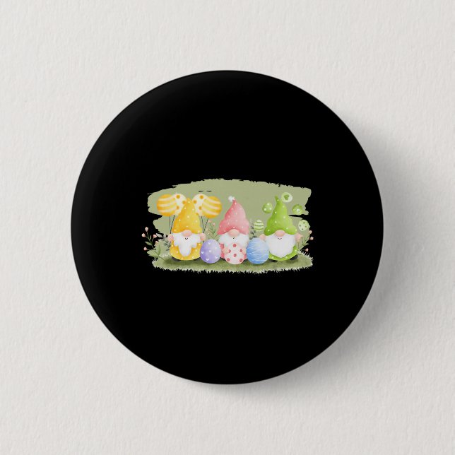 Cute Happy Easter Gnome Bunny Spring Day Egg Hunti 2 Inch Round Button (Front)