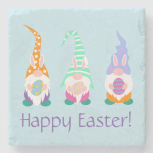Cute Happy Easter Gnomes Easter Eggs Spring Colour Stone Coaster