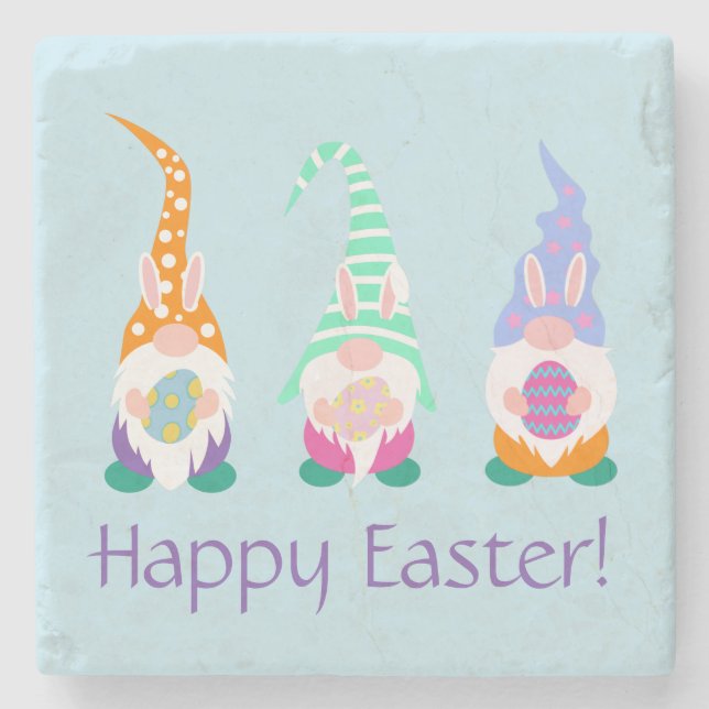Cute Happy Easter Gnomes Easter Eggs Spring Colour Stone Coaster (Front)
