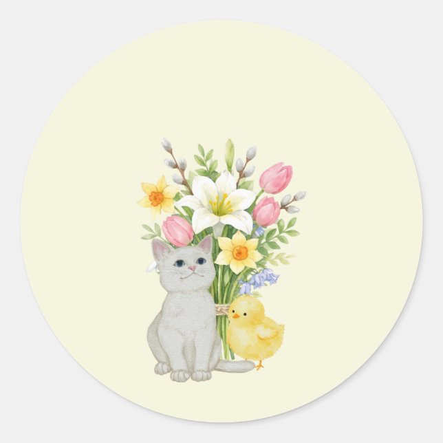 Cute Happy Easter Pastel Classic Round Sticker (Front)