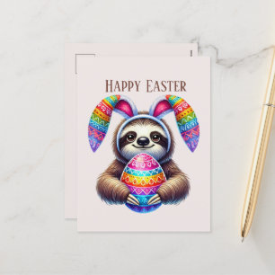 Cute Happy Easter sloth Holiday Postcard