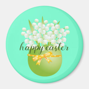 Cute Happy Easter turquoise Classic Round  Magnet