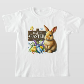 Cute Happy Easter unisex kids bunny T-Shirt