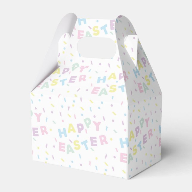 Cute Happy Easter Word Confetti Pattern Favor Box (Front Side)