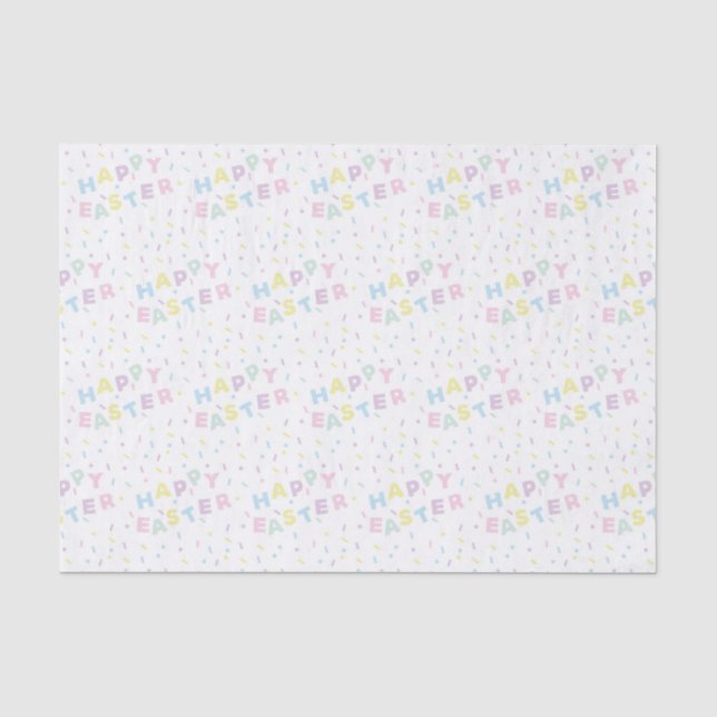 Cute Happy Easter Word Confetti Pattern Tissue Paper (Front)