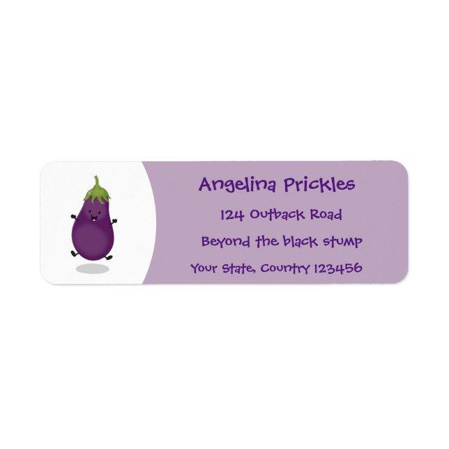 Cute happy eggplant aubergine cartoon illustration (Front)